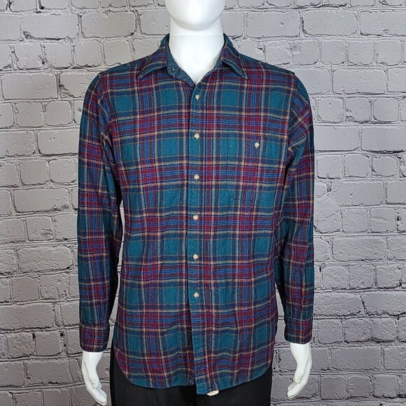 Pendleton Wool Vintage Plaid Button Shirt, Men's Medium Long - Picture 2 of 11